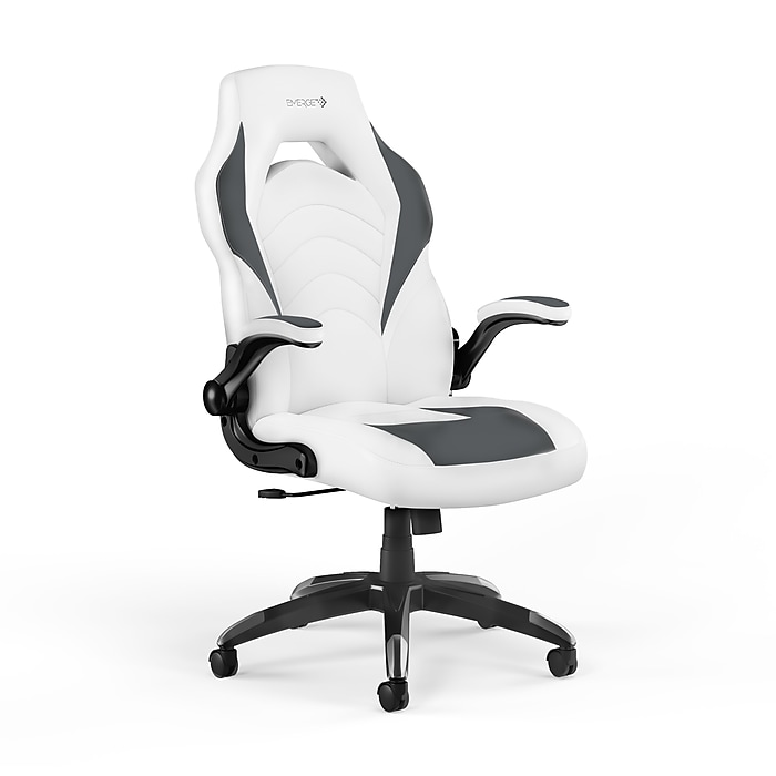 ecomedes Sustainable Product Catalog Emerge Vortex Bonded Leather Gaming Chair White and Gray 24522505 by Staples